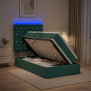 vidaXL LED tárolós ágy matraccal Sötétzöld 100 x 200 cm Bársony