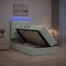 vidaXL LED tárolós ágy matraccal Világosszürke 100 x 200 cm Bársony