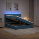 vidaXL LED tárolós ágy matraccal Sötét kék 160 x 200 cm Bársony