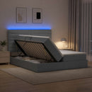 vidaXL LED tárolós ágy matraccal Világosszürke 200 x 200 cm Szövet