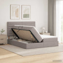 vidaXL Tárolós Ágy fejtámlával tárolóval Tópszínű 180 x 200 cm Szövet