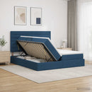 vidaXL Tárolós Ágy fejtámlával tárolóval Kék 180 x 200 cm Szövet