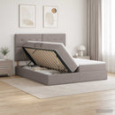 vidaXL Tárolós Ágy fejtámlával tárolóval Tópszínű 180 x 200 cm Szövet