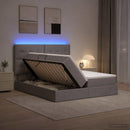 vidaXL LED tárolós ágy matraccal Tópszínű 180 x 200 cm Szövet