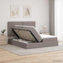 vidaXL Tárolós Ágy fejtámlával tárolóval Tópszínű 180 x 200 cm Szövet
