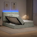 vidaXL LED tárolós ágy matraccal Világosszürke 200 x 200 cm Bársony