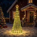 vidaXL LED Karácsonyi Fenyő 180 cm 255 LED Meleg fehér Acél Fekete