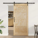vidaXL Csúszó ajtó ORKDAL 93 x 202 cm Szerelt Fa Természetes és Fekete