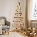 vidaXL Fém karácsonyfa LED-del KUOPIO 140 cm Meleg fehér Acél Fekete