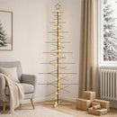 vidaXL Fém karácsonyfa állvánnyal KUOPIO 210 cm Meleg fehér Acél