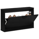 vidaXL Cipőszekrény VENRAY 70 x 17 x 43 cm Szerelt Fa Fekete
