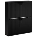 vidaXL Cipőszekrény VENRAY 70 x 17 x 82 cm Szerelt Fa Fekete