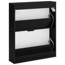 vidaXL Cipőszekrény VENRAY 70 x 17 x 82 cm Szerelt Fa Fekete