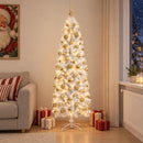 vidaXL Karcsú műkarácsonyfa gömbökkel 210 cm 300 LED Meleg fehér
