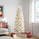 vidaXL Karcsú műkarácsonyfa gömbökkel 210 cm 300 LED Meleg fehér