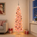 vidaXL Karcsú műkarácsonyfa gömbökkel 210 cm 300 LED Meleg fehér