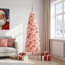 vidaXL Karcsú műkarácsonyfa gömbökkel 210 cm 300 LED Meleg fehér