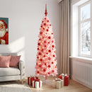 vidaXL Karcsú műkarácsonyfa gömbökkel 240 cm 300 LED Meleg fehér