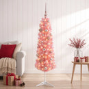 vidaXL Karcsú műkarácsonyfa gömbökkel 150 cm 150 LED Meleg fehér