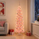 vidaXL Keskeny műkarácsonyfa gömbbel 180 cm 300 LED Meleg fehér