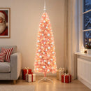 vidaXL Karcsú műkarácsonyfa gömbökkel 180 cm 300 LED Meleg fehér