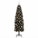 vidaXL Karcsú műkarácsonyfa gömbökkel 210 cm 300 LED Meleg fehér