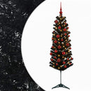 vidaXL Karcsú műkarácsonyfa gömbökkel 150 cm 150 LED Meleg fehér