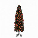 vidaXL Karcsú műkarácsonyfa gömbökkel 210 cm 300 LED Meleg fehér
