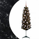 vidaXL Karcsú műkarácsonyfa gömbökkel 150 cm 150 LED Meleg fehér