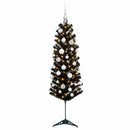 vidaXL Karcsú műkarácsonyfa gömbökkel 120 cm 150 LED Meleg fehér