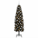 vidaXL Karcsú műkarácsonyfa gömbökkel 180 cm 300 LED Meleg fehér