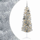 vidaXL Karcsú műkarácsonyfa gömbökkel 150 cm 150 LED Meleg fehér