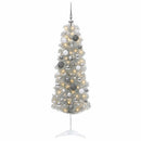 vidaXL Karcsú műkarácsonyfa gömbökkel 150 cm 150 LED Meleg fehér