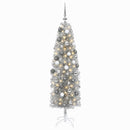 vidaXL Karcsú műkarácsonyfa gömbökkel 240 cm 300 LED Meleg fehér