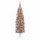 vidaXL Karcsú műkarácsonyfa gömbökkel 180 cm 300 LED Meleg fehér
