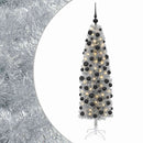 vidaXL Karcsú műkarácsonyfa gömbökkel 180 cm 300 LED Meleg fehér
