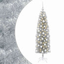 vidaXL Karcsú műkarácsonyfa gömbökkel 180 cm 300 LED Meleg fehér