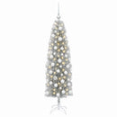 vidaXL Karcsú műkarácsonyfa gömbökkel 180 cm 300 LED Meleg fehér
