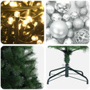 vidaXL Műkarácsonyfa díszgömbbel 210 cm 300 LED Meleg fehér PVC és fém