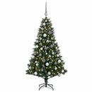 vidaXL Műfenyő gömbökkel 120 cm 150 LED Meleg fehér PVC és fém Zöld