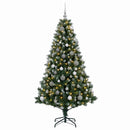 vidaXL Műfenyő gömbökkel 210 cm 300 LED Meleg fehér PVC és fém Zöld