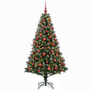 vidaXL Műfenyő gömbökkel 210 cm 300 LED Meleg fehér PVC és fém Zöld