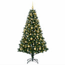 vidaXL Műfenyő gömbökkel 240 cm 300 LED Meleg fehér PVC és fém Zöld