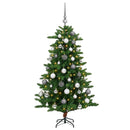 vidaXL Műfenyő gömbökkel 150 cm 150 LED Meleg fehér PVC és fém Zöld