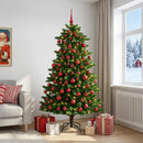 vidaXL Műfenyő gömbökkel 210 cm 300 LED Meleg fehér PVC és fém Zöld