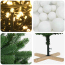 vidaXL Műkarácsonyfa gömbbel 150 cm 150 LED Meleg fehér PVC Zöld