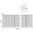 vidaXL Gabion 5 mm Dróttal és 5x10 cm Rácsos 950x10x100 cm