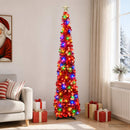 vidaXL Pop-up LED-es karácsonyfa csúcsdísszel 180 cm 100 LED PET Piros