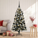 vidaXL Mű zsanéros karácsonyfa gömbökkel 120 cm 150 LED Meleg fehér