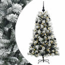 vidaXL Mű zsanéros karácsonyfa gömbökkel 150 cm 150 LED Meleg fehér